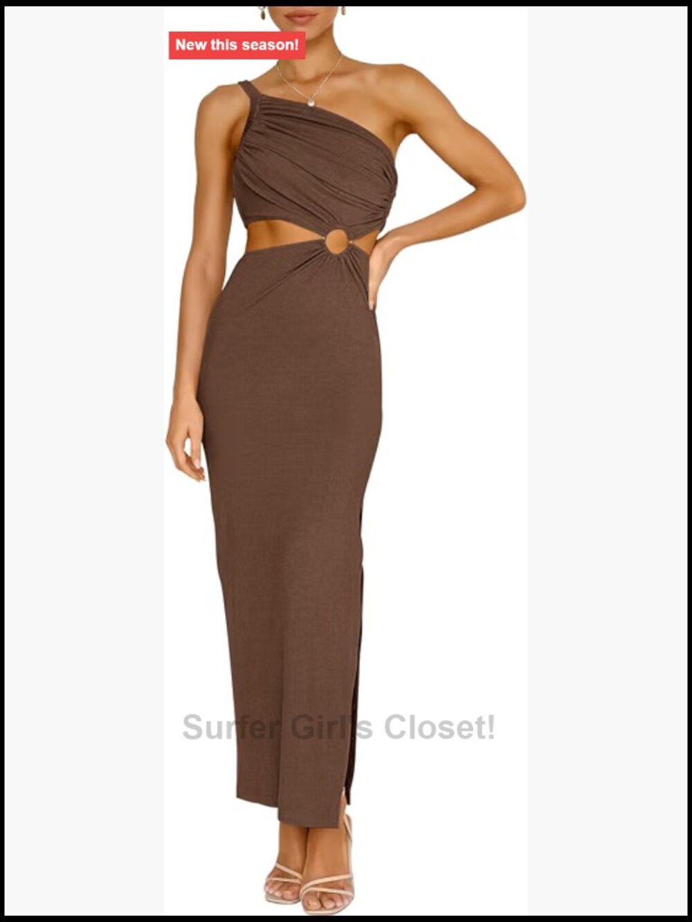 Womens One Shoulder Sleeveless Bodycon Maxi Dress Ruched Side Split Stretch